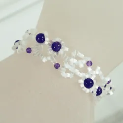Bracelet M Rose Gold filled 14K - Arabesque Amethyst-Satin white - Bracelet M Rose Gold filled 14K - Rose Gold filled 14K